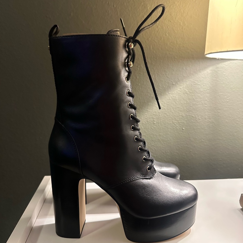 Michael Kors Black Lace-Up Platform Boots